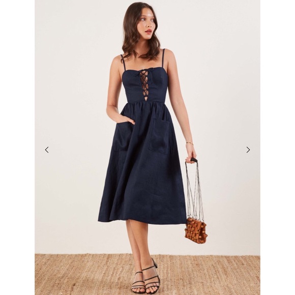Reformation Dresses & Skirts - NWOT Reformation Ellen Dress in Navy, sz 12